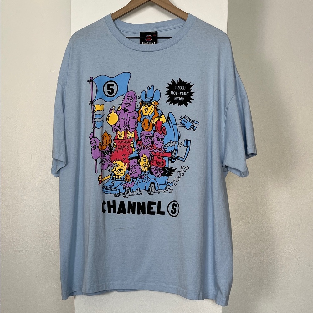 CHANNEL 5 Light Blue Graphic Tee